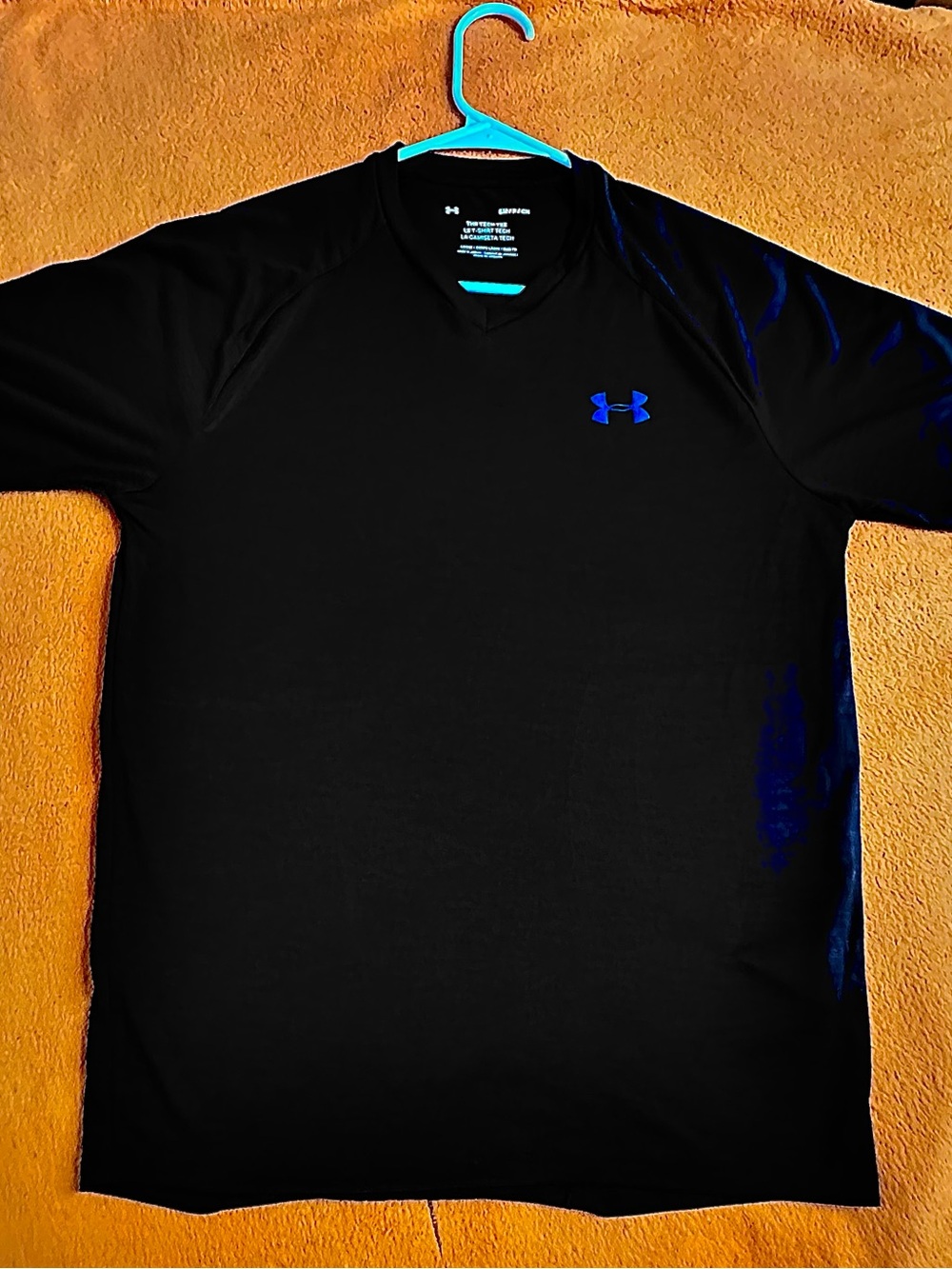 Under Armour Black Short Sleeve Performance Tee with Blue Logo